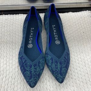 Rothy's Retired The Point Blue Gray Camo pointed toe slip on ballet flat shoes